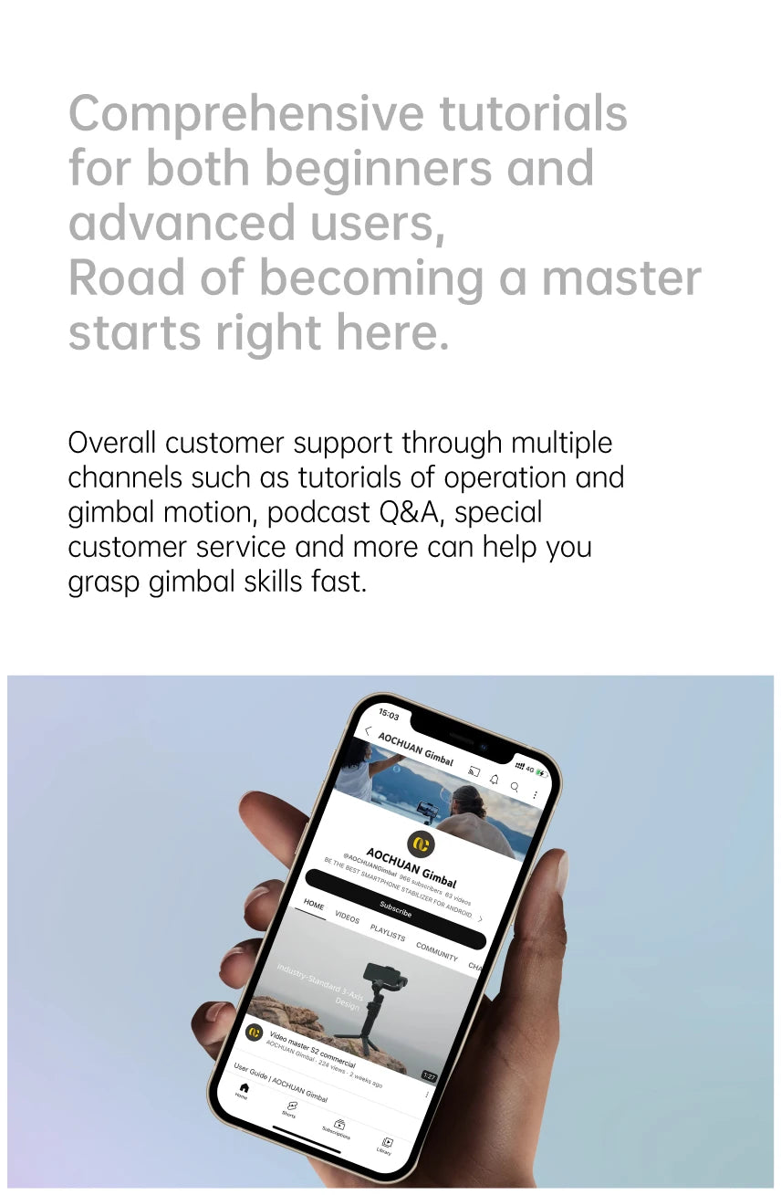 AOCHUAN 3-Axis Handheld Gimbal Stabilizer SmartXE for iPhone & Android AI Face Tracking
