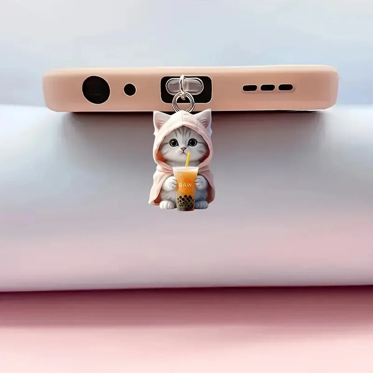 Mini Cartoon Cat Phone Dust Plug Pendant – For iPhone & Samsung Type-C