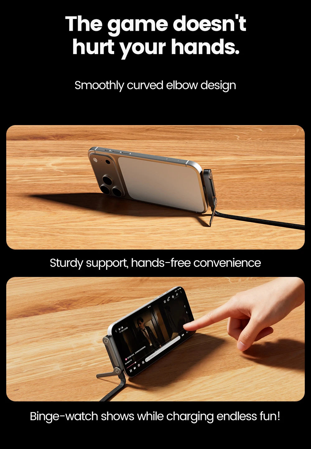 240W USB C to USB C Fast Charging Foldable Bracket Charging Cable