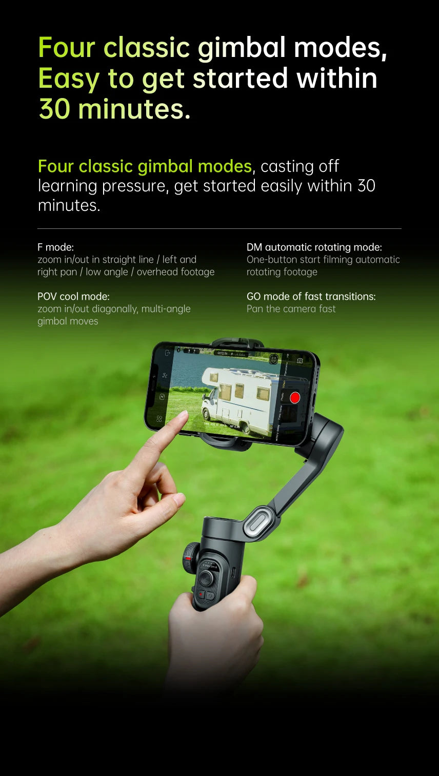 AOCHUAN 3-Axis Handheld Gimbal Stabilizer SmartXE for iPhone & Android AI Face Tracking