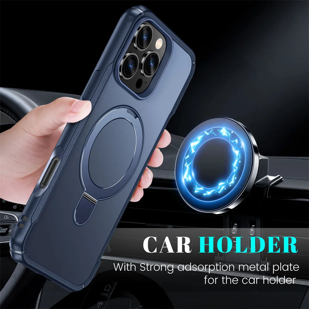 Fold MagSafe Stand Phone Case For iPhone Anti-slip Bumper Cover