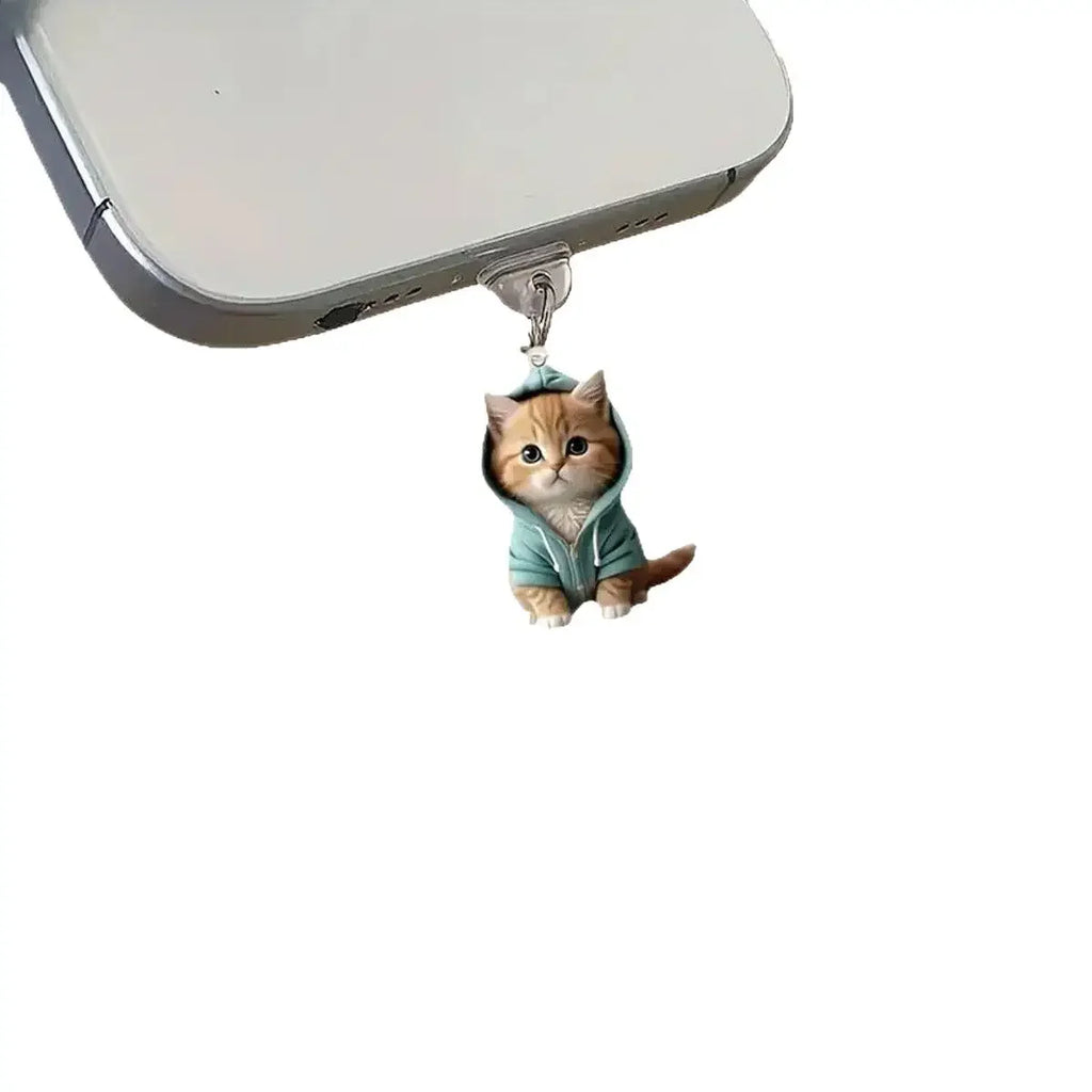 Mini Cartoon Cat Phone Dust Plug Pendant – For iPhone & Samsung Type-C