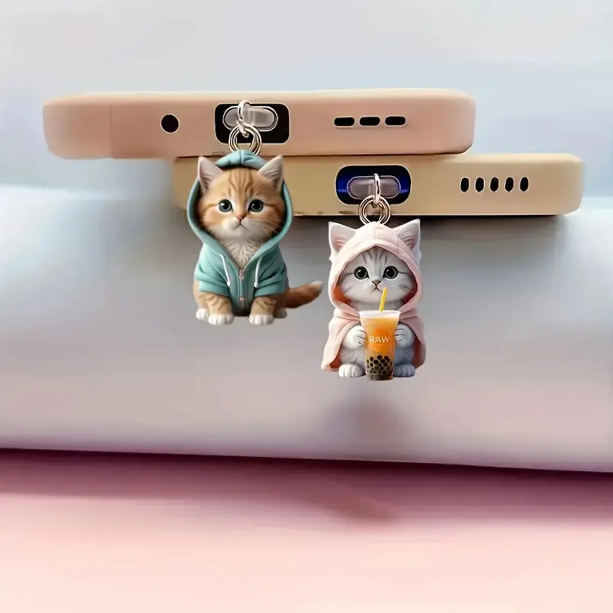 Mini Cartoon Cat Phone Dust Plug Pendant – For iPhone & Samsung Type-C