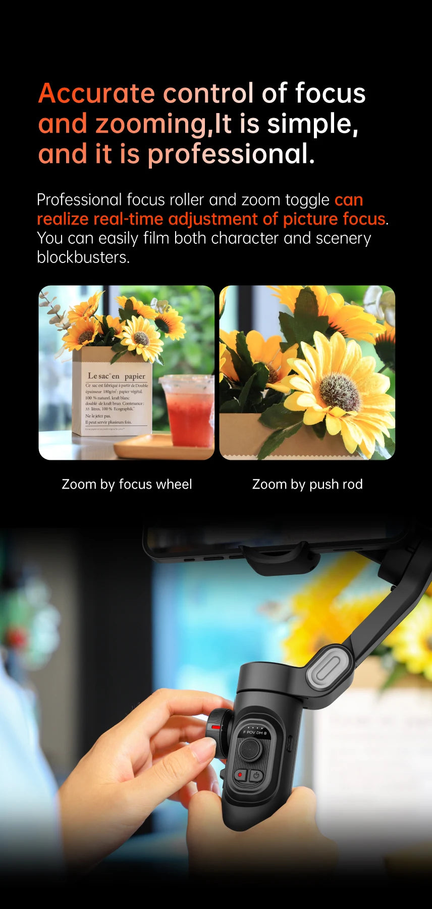 AOCHUAN 3-Axis Handheld Gimbal Stabilizer SmartXE for iPhone & Android AI Face Tracking