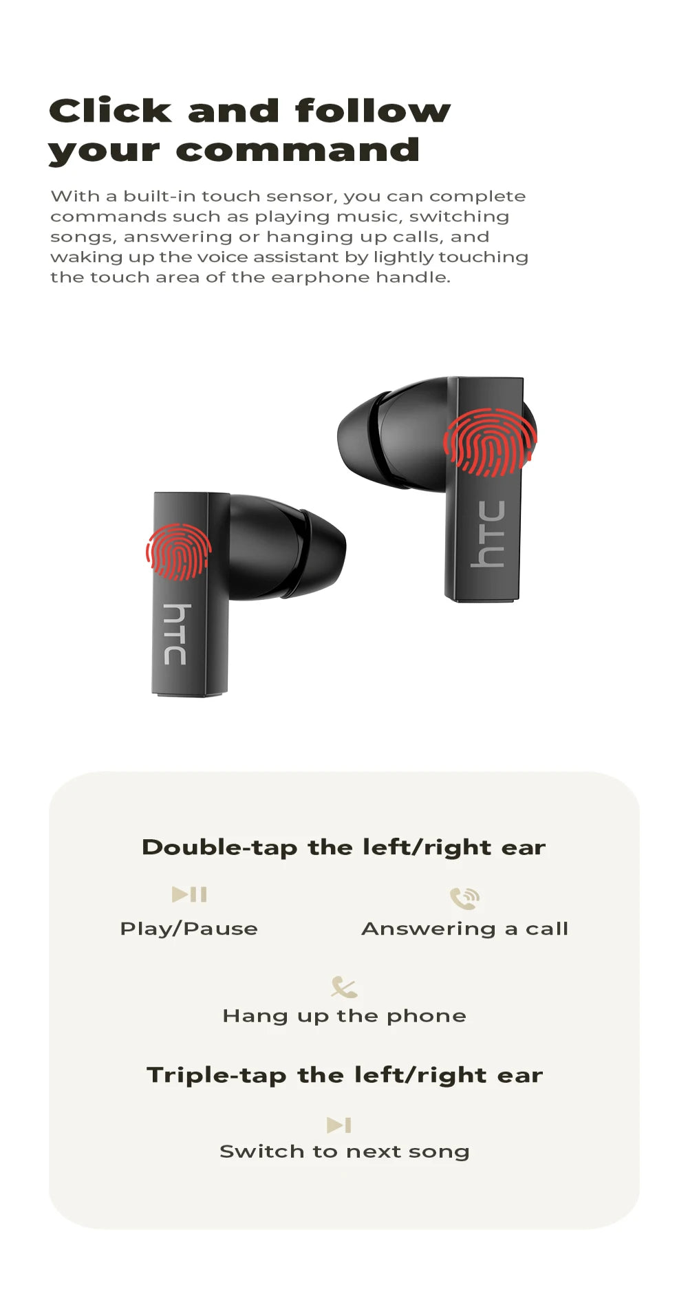 HTC NE40 Earphones Bluetooth V6 AI Translator Earbuds