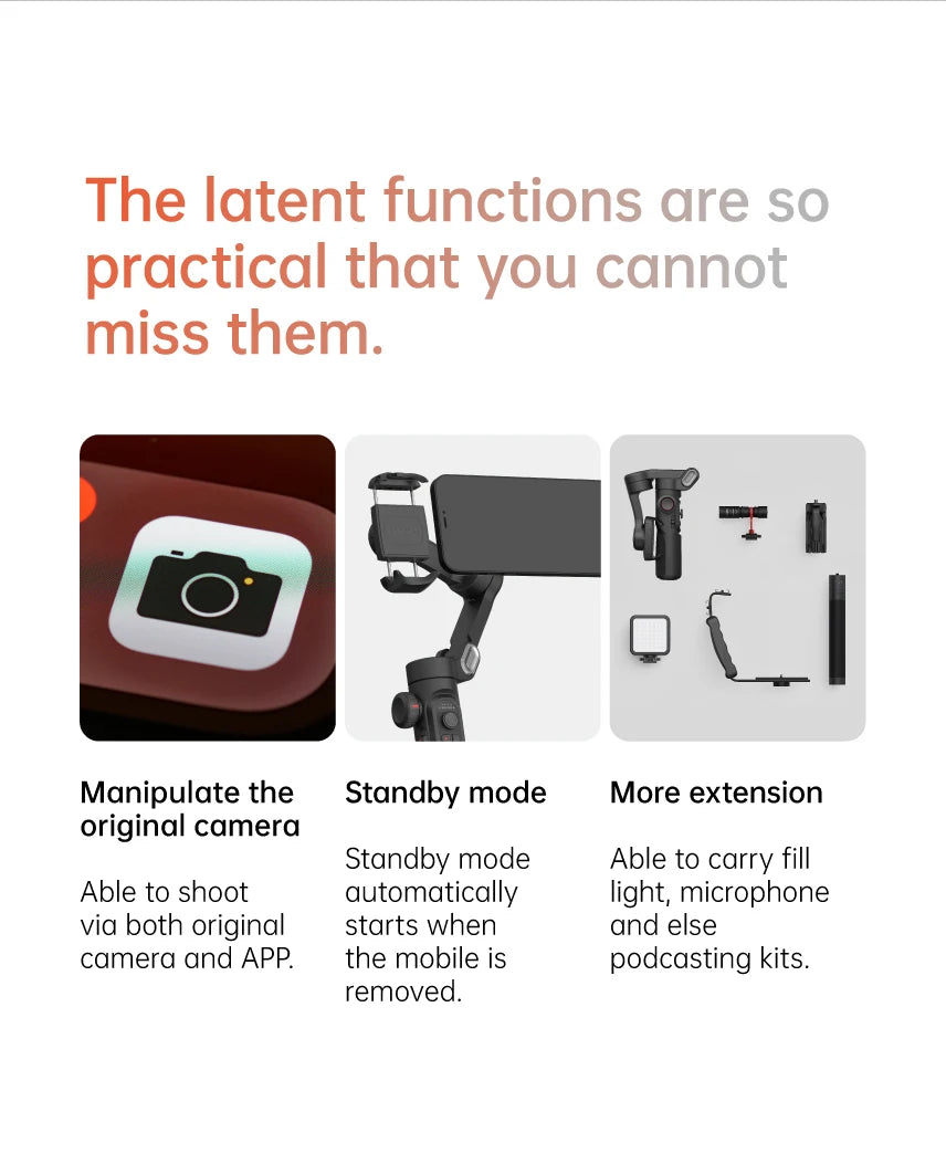 AOCHUAN 3-Axis Handheld Gimbal Stabilizer SmartXE for iPhone & Android AI Face Tracking