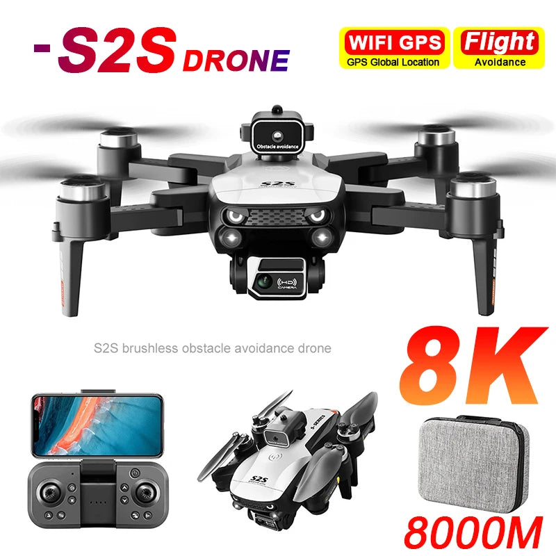 S2S Mini Drone 4k 8K HD Camera Obstacle Avoidance Aerial Photography Brushless Motor Foldable Rc Quadcopter