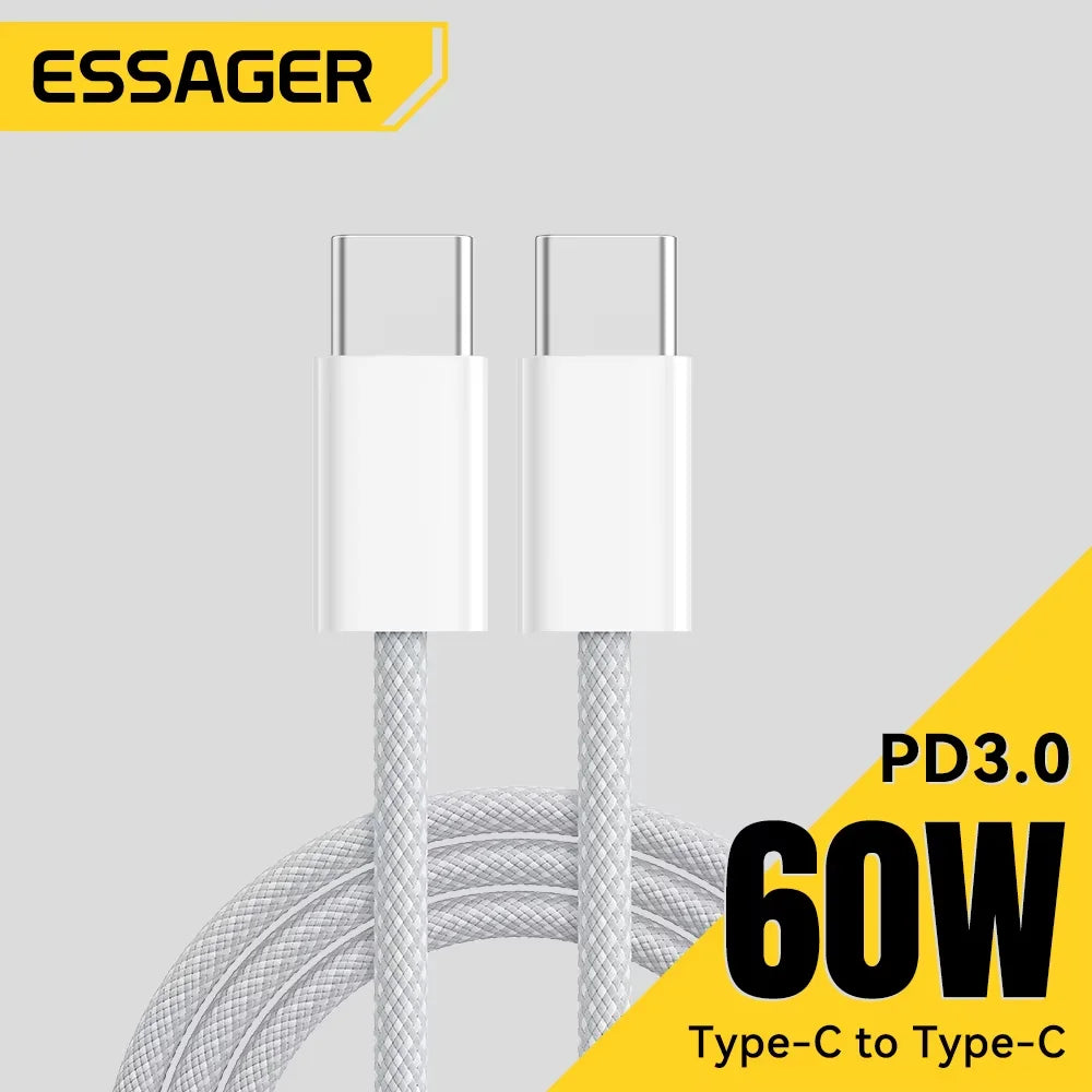60W USB C Cable For iPhone 17 16 15 & Macbook Pro iPad PD Fast Charger Cord Type-C Cable