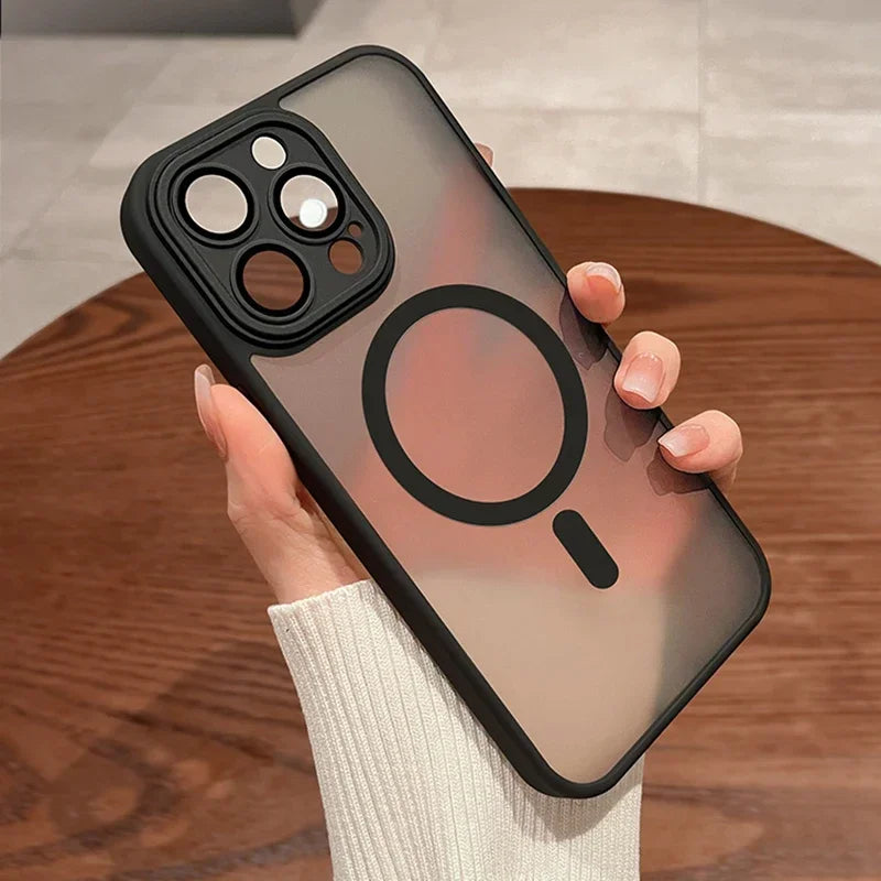 MagSafe Luxury Matte Translucent Armor Shockproof Case For iPhone