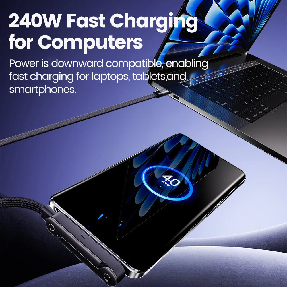 240W USB C to USB C Fast Charging Foldable Bracket Charging Cable