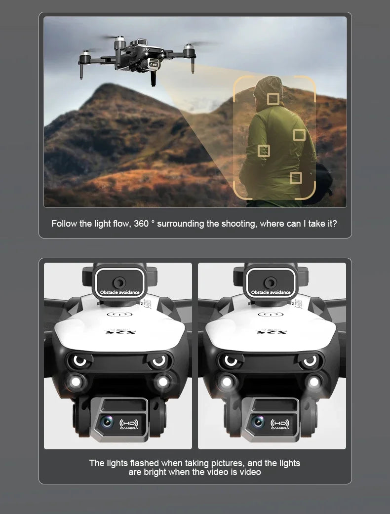 S2S Mini Drone 4k 8K HD Camera Obstacle Avoidance Aerial Photography Brushless Motor Foldable Rc Quadcopter